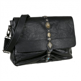 Luxusná kožená kabelka s orientálnymi kovmi BRANCO čierna