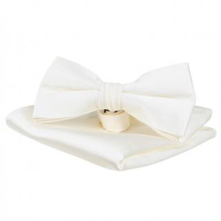 Pánsky motýlik s vreckovkou ORSI smotanový