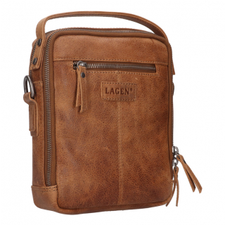 Pánska crossbody s rúčkou a popruhom LAGEN camel 18x22