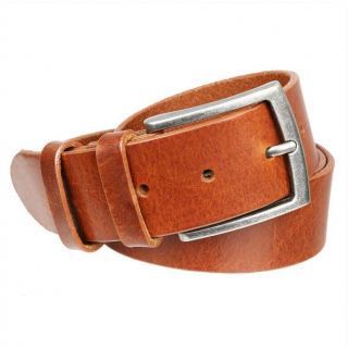 Koňakovo-hnedý hladký opasok 3,8 cm s vintage prackou