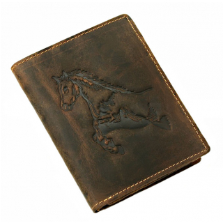 Pánska kožená peňaženka s motívom koňa GreenBurry  hnedá