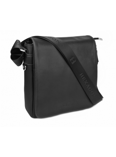Príručná kožená taška HEXAGONA 299156, 25x23 cm čierna - KozeneDoplnky.sk