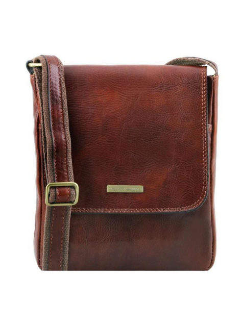 Crossbody kožená taška s poklopom JOHN TL141408 hnedá | TUSCANY LEATHER - KozeneDoplnky.sk