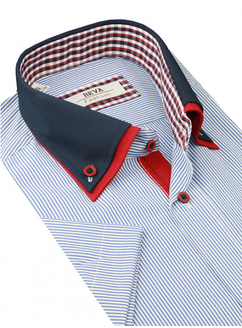 Pánska kombinovaná slim košeľa BEVA krátky rukáv  - KozeneDoplnky.sk