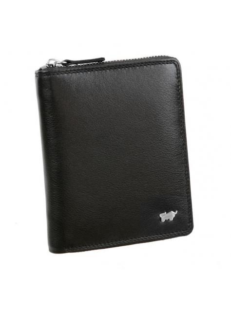 Pánska peňaženka na výšku BRAUN BUFFEL so zipsom, čierna - KozeneDoplnky.sk