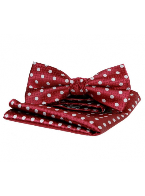 Pánsky motýlik a ozdobná vreckovka, súprava bordová s bodkami - KozeneDoplnky.sk