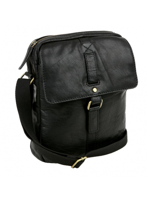 Elegantná kožená taška cez plece LAGEN s poklopom 27x22 cm čierna - KozeneDoplnky.sk
