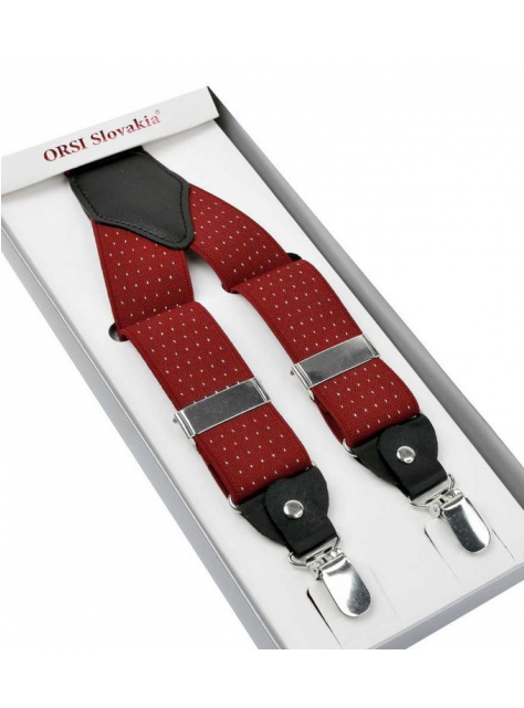 Traky ORSi bordove s bielymi bodkami 3,5 cm - KozeneDoplnky.sk