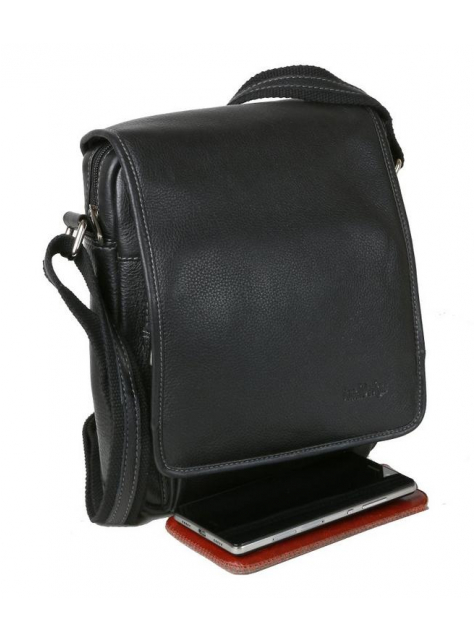 SENDI | Kožená taška na rameno s poklopom 25x21 cm čierna - KozeneDoplnky.sk