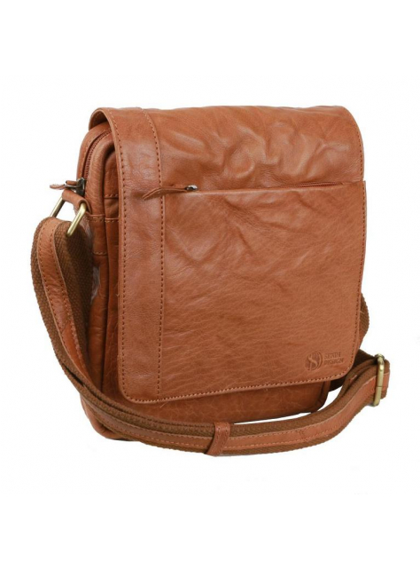 SENDI | Pánska taška na rameno krčený vzor kože 25x21 cm hnedá - KozeneDoplnky.sk