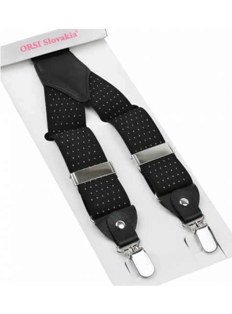 Traky ORSI čierne s bielymi bodkami 3,5 cm - KozeneDoplnky.sk