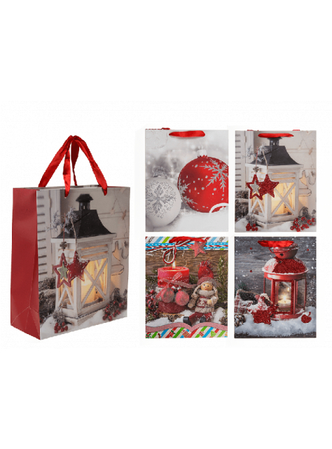 Vianočná darčeková taška s trblietkami 26 x 32 x 12 cm - KozeneDoplnky.sk