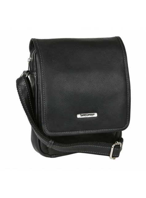 SENDI DIZAJN | Kožená taška na rameno s poklopom 20x27 cm čierna - KozeneDoplnky.sk
