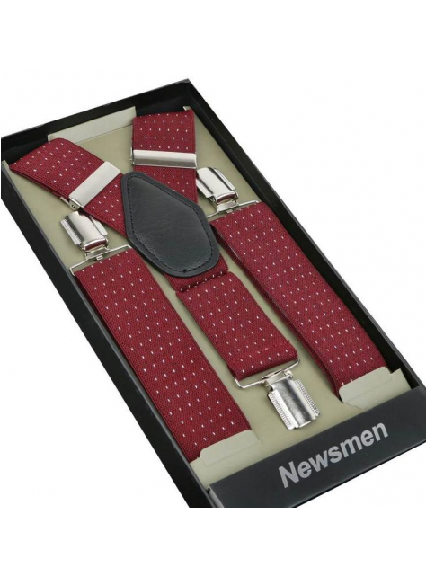 Pánske traky NEWSMEN bordové s bielym vzorom - KozeneDoplnky.sk