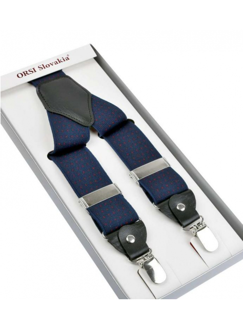 Traky ORSI modré s červenými bodkami 3,5 cm - KozeneDoplnky.sk