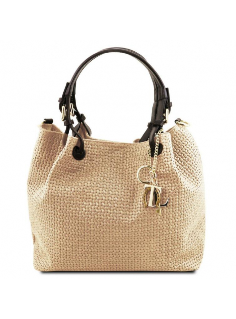 Štýlová dámska kabelka TUSCANY WOVEN beige - KozeneDoplnky.sk