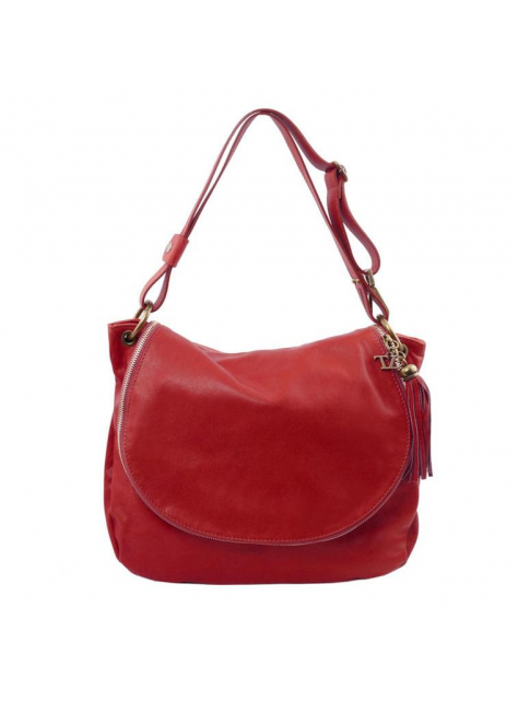 Exkluzívna červená kabelka so strapcom TUSCANY BAG SOFT - KozeneDoplnky.sk