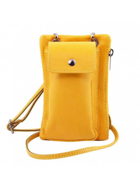Dámsky mini-cross bag s puzdrom na smartphone TUSCANY žlté - KozeneDoplnky.sk