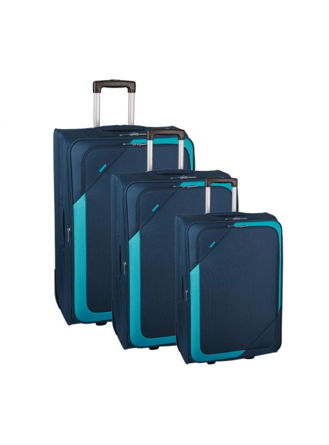 Set nylonových cestovných kufrov 3 ks modrý - KozeneDoplnky.sk