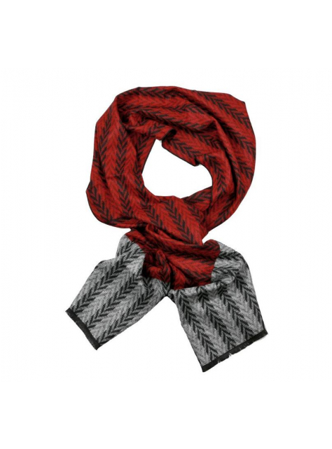 Zimný hrejivý šál ORSI červeno-šedý - KozeneDoplnky.sk