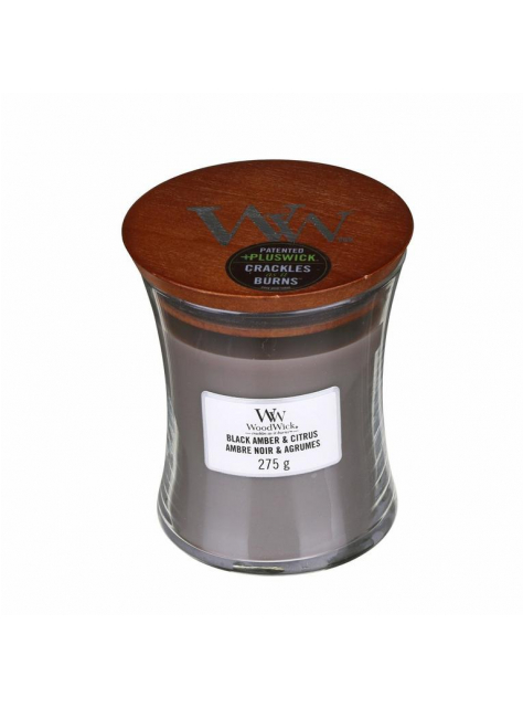 Sviečka s praskajúcim knôtom - Black Amber WoodWick, 275g - KozeneDoplnky.sk