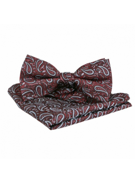 Motýlik a ozdobná vreckovka ORSI, paisley bordový - KozeneDoplnky.sk