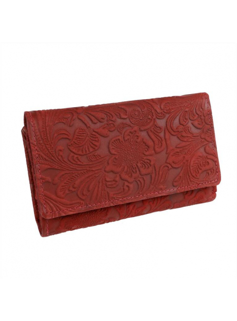 Červená dámska peňaženka s potlačou kvetov, 15 kariet - KozeneDoplnky.sk