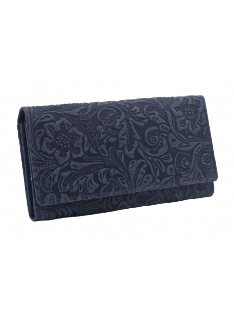 Dámska exkluzívna peňaženka s RFID kvetinový vzor modrá - KozeneDoplnky.sk