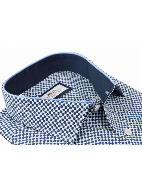 Pánska slim košeľa BEVA bielo-modré kocky T2035 - KozeneDoplnky.sk