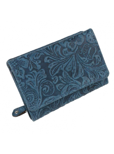 Modrá kožená peňaženka s potlačou kvetov MERCUCIO - KozeneDoplnky.sk