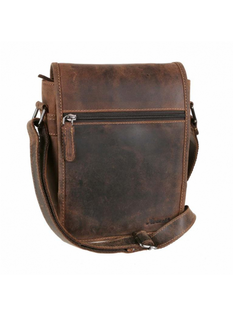 Crossbody taška z brúsenej kože 23x19x7 MERCUCIO hnedá  - KozeneDoplnky.sk