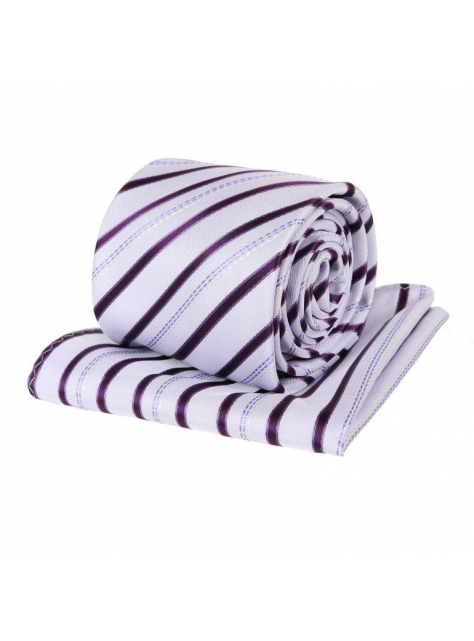 Kravatový set ORSI fialkový prúžkovaný - KozeneDoplnky.sk