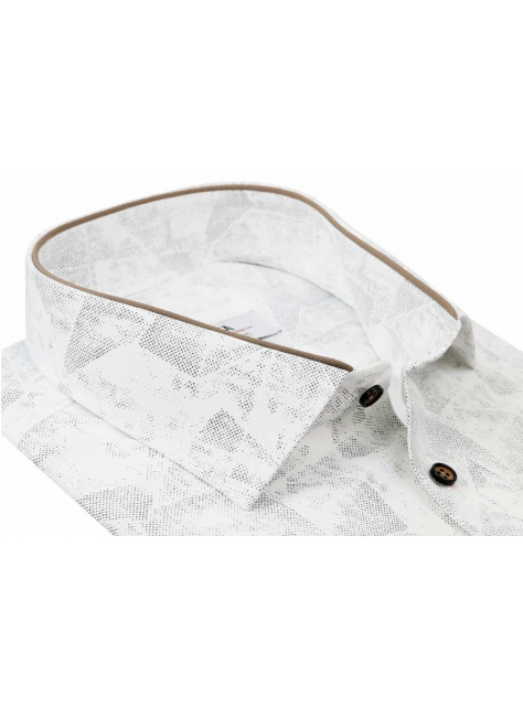 Pánska košeľa BEVA KLASIK krátky rukáv bielo-béžová - KozeneDoplnky.sk