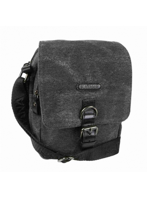 Expandovateľná čierna crossbody taška A5 KATANA canvas, koža - KozeneDoplnky.sk