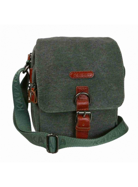 Expandovateľná crossbody taška A5 KATANA khaki canvas, koža - KozeneDoplnky.sk