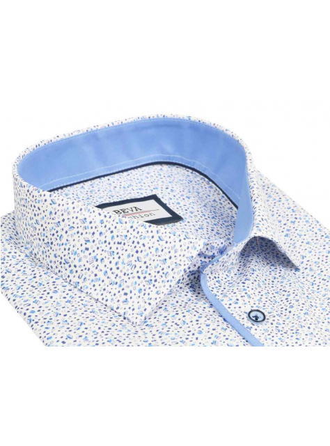 Štýlová pánska košeľa BEVA Regular bielo-modrá - KozeneDoplnky.sk