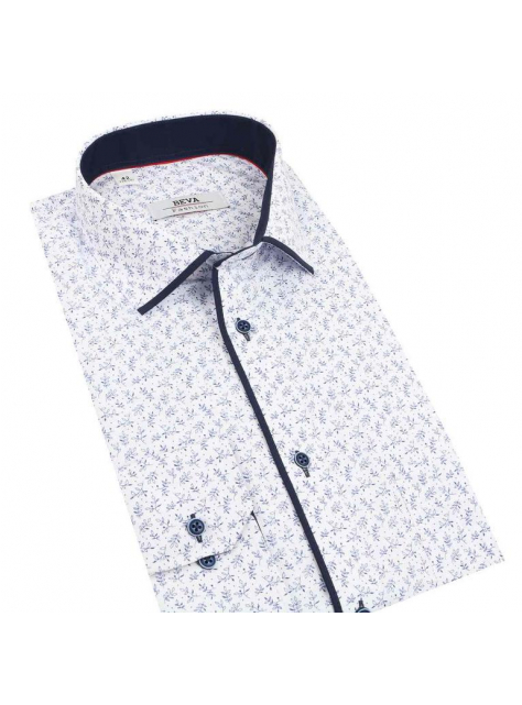 Pánska košeľa BEVA Regular biela s modrým vzorom - KozeneDoplnky.sk