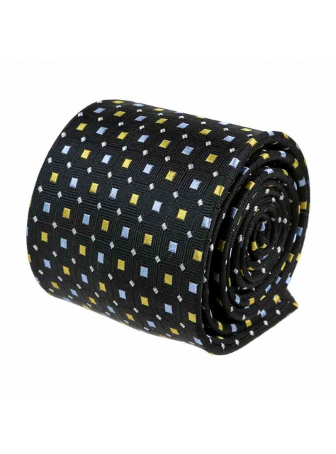 Pánska kravata ORSI V.I.P. hodváb čierna so štvorčekmi - KozeneDoplnky.sk