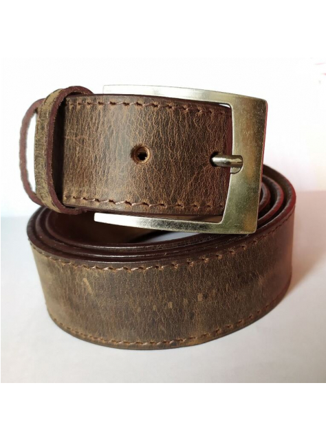 Hnedý brúsený rustikálny opasok MERCUCIO 3,8 cm - KozeneDoplnky.sk