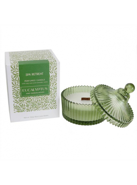 Sójová sviečka s dreveným knôtom EUCALYPTUS + SANDAL WOOD - KozeneDoplnky.sk