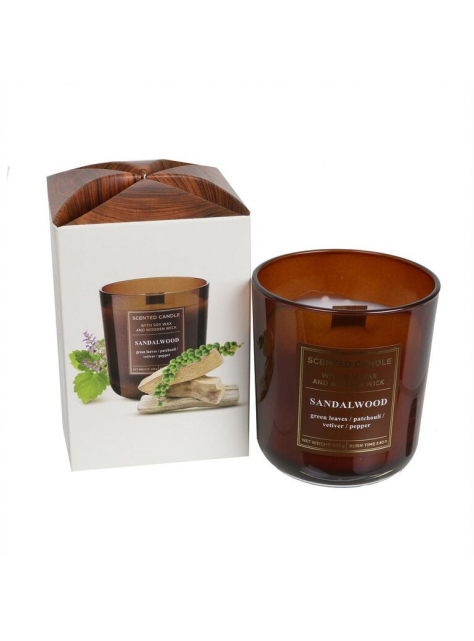 Sviečka SANDALWOOD + kadidlo, zelené listy, pačoli, vetiver - KozeneDoplnky.sk