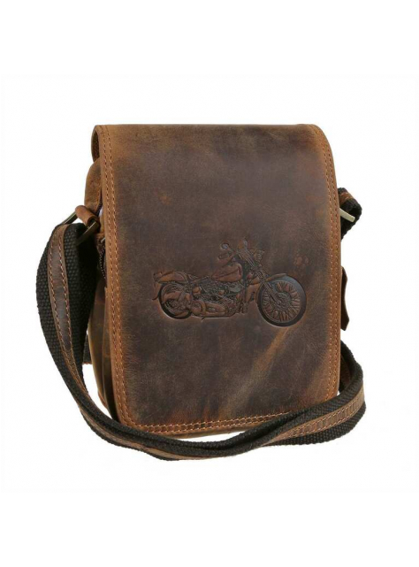 Hnedá kožená crossbody taška MOTOCYKEL 18 x 15 cm - KozeneDoplnky.sk