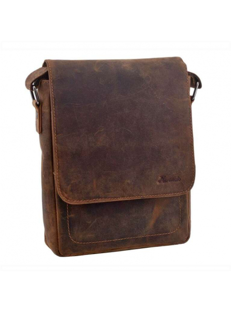 Crossbody taška z brúsenej kože - hnedá SANDAL 25x21x7 cm - KozeneDoplnky.sk