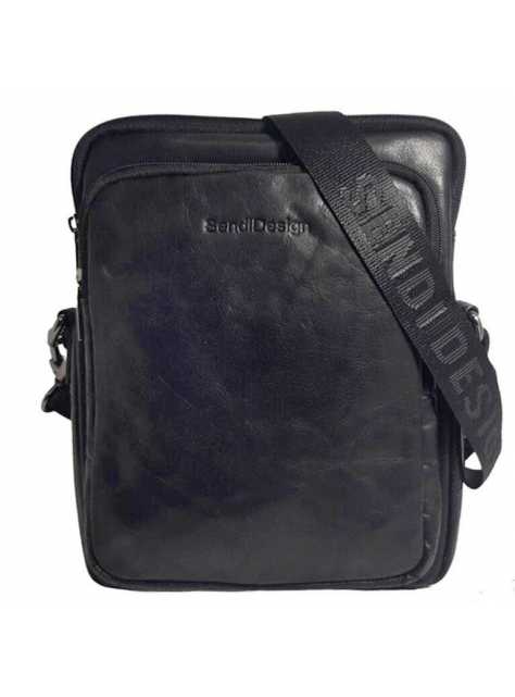 Čierna kožená taška cez plece VEGAS SendiDesign (A5) - KozeneDoplnky.sk