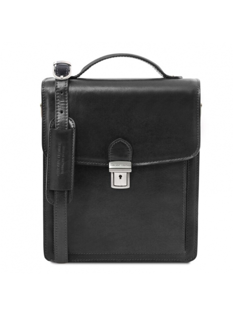 Kožená pánska taška cez plece DAVID čierna | TUSCANY 23,5 x 29 - KozeneDoplnky.sk