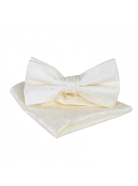 Pánsky motýlik a ozdobná vreckovka, súprava smotanová  - KozeneDoplnky.sk