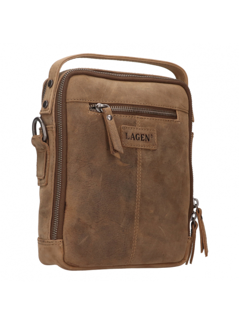 Pánska crossbody taška s rúčkou a popruhom LAGEN 18x22 - KozeneDoplnky.sk