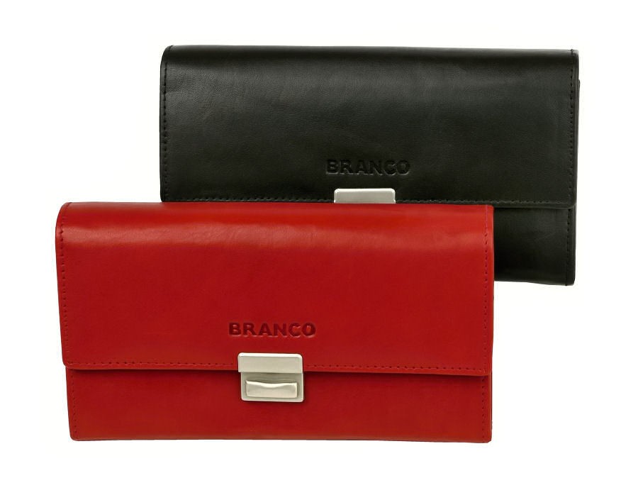 Čašnícka kožená peňaženka  s mincovníkom Red/Black červená