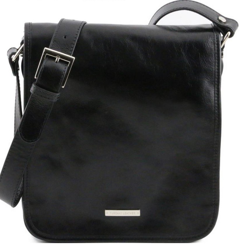 Kožená taška MESSENGER TUSCANY LEATHER 28x28,5 cm čierna