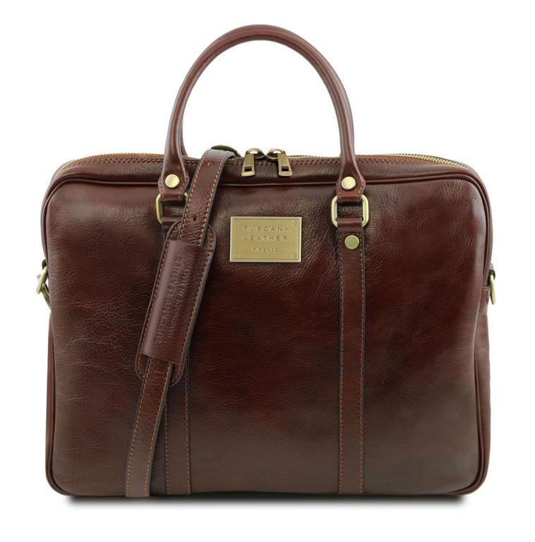 Kožená taška na notebook PRATO hnedá | TUSCANY LEATHER